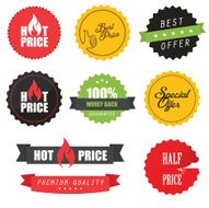Set of commercial sale stickers and labels