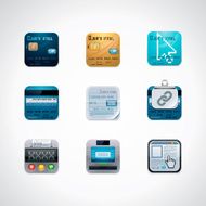 Credit card square icon set
