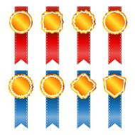 Gold vintage badges with ribbon