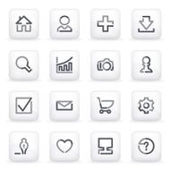 Basic contour icons on gray buttons