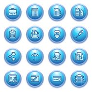 Banking icons on blue buttons