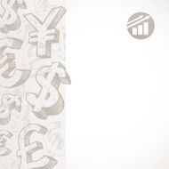 Vector background with hand drawn currency signs