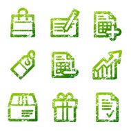 Green grunge shopping contour icons V2
