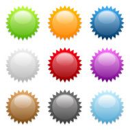 Set of various colored round sticker icons