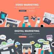 Set of flat design concepts for video and digital marketing N2