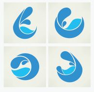 water stickers icons and symbols in flat style