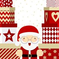 Santa and gifts presents christmas cute illustration vector minimil