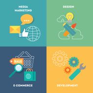 Web design and internet development illustration set