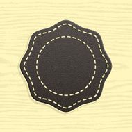 Octagon blank leather label retro vintage style wood texture background
