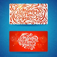 Romantic banners with calligraphic Happy New Year message