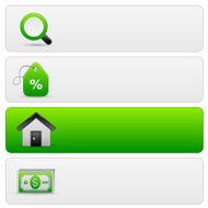Web navigation menu template with green shopping satin icons 1