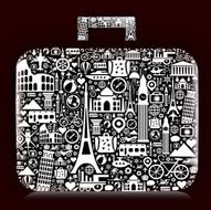 Travel Suitcase - Black and White