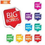 Big Bonus tags 10 - 90 percent with colorful set