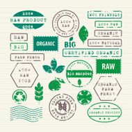 Rubber stamps set of ecology healthy food and environment N2