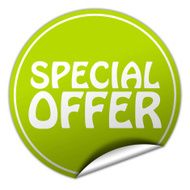 special offer green sticker on white background