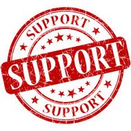 Support grunge round red stamp