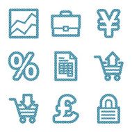 Blue line e-business contour icons V2
