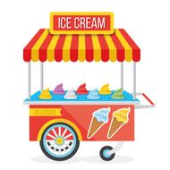Shiny colorful ice cream cart vector illustration
