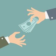 Hand giving money Vector Illustration