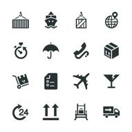 Logistics and Shipping Silhouette Icons