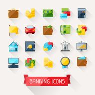 Set of banking icons in flat design style