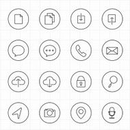 Web and Mobile with circle line icons white background