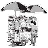 Vendor with a food cart