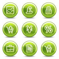 E-business web icons green glossy circle buttons series