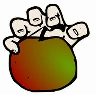 vector of a hand grabbing an apple