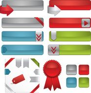 Interface Icons Ribbons Stickers Set in Silver Red Blue Green