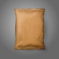 Blank realistic craft paper snack pack isolated on grey background