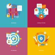 Flat design concepts for business consultation planning and services