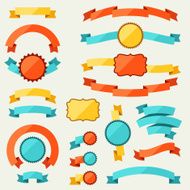 Banners ribbons badges tags and labels