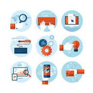 Set of flat design icons for web development
