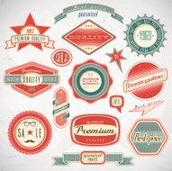 Retro labels on background