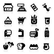 Supermarket icons set Elegant series