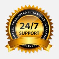 Vector 24 7 SUPPORT gold sign label template N2