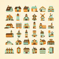 retro house icon set
