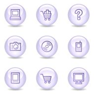 Electronics web icons glossy pearl series