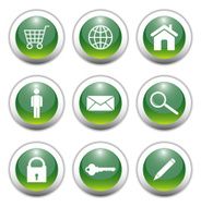 Glossy Green Web Icon Set-I