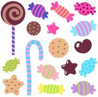 Cute Icon Set Colorful Sweet Candy