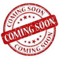 coming soon red round grunge seal