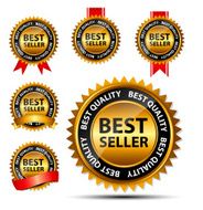 Vector best seller gold sign label template N2
