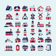 retro house icon set N2