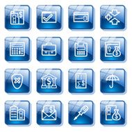 Banking web icons Blue glass buttons series