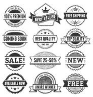 Best Sale Shopping Black &amp; White Grunge Badge Set N3