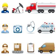 Icon 3 Set Oil industry Medicine and Logistic N2