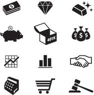 money and finance black &amp; white vector icon set N2