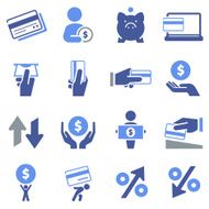 Series of illustrated money and credit icons