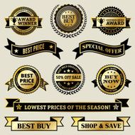 Special offer Shopping Award Winner vector icon set